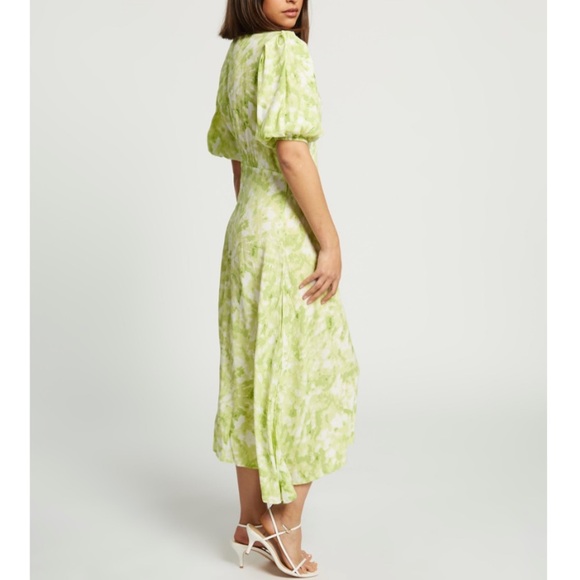 Faithfull The Brand Vittoria Mini Dress Roos Tie Dye Lime Puff Slv Sz 8 - Picture 13 of 17
